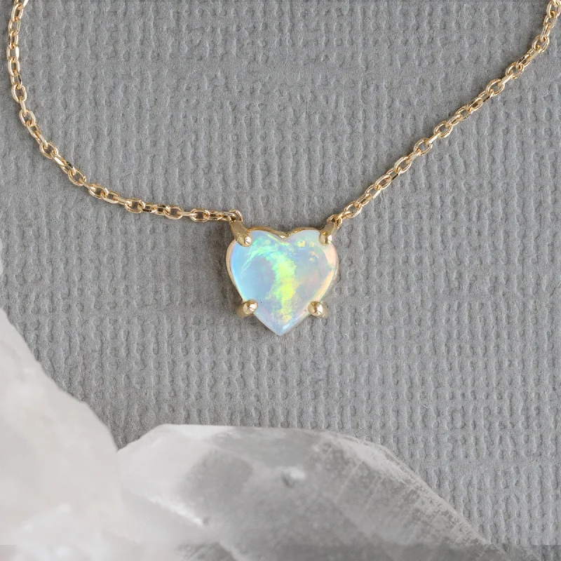 Women’s gold necklaces-The Sweetheart Opal Necklace | 10K Yellow Gold