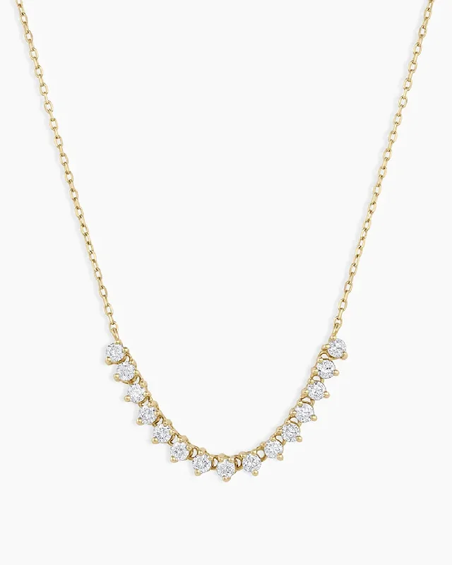 Women’s gemstone bar necklaces-Diamond Cluster Row Necklace