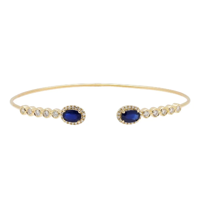 Women’s personalized bangles-Oval Sapphire Bangle in 14kt Yellow Gold with Diamonds (1/2ct tw)