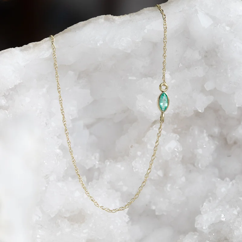 Women’s art deco necklaces-The Teensy Emerald Necklace | Gold Filled