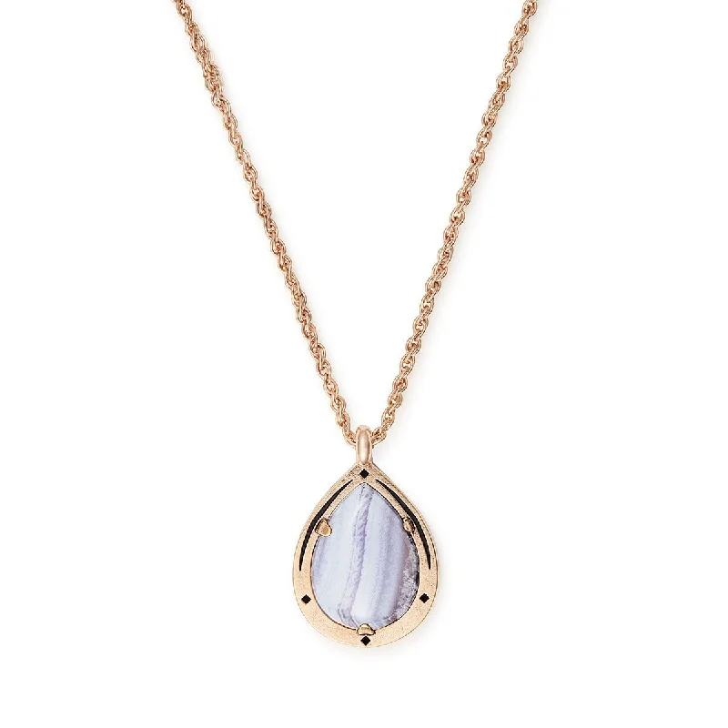 Women’s initial necklaces-Blue Lace Agate Necklace