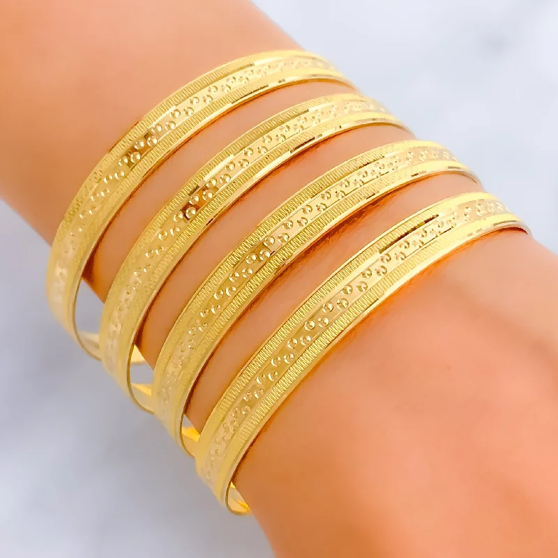 Women’s friendship bracelets-Elegant Sparkling 22k Gold Bangles