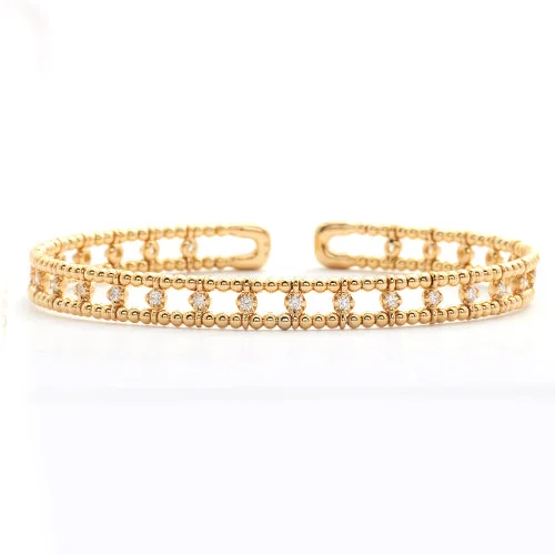 Women’s statement bracelets-14KY 0.75CTW DIAMOND OPEN CUFF BANGLE