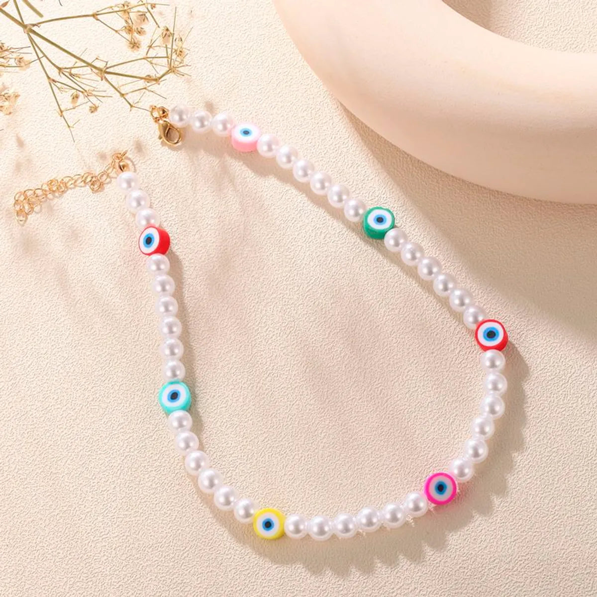 Women’s vintage pendant necklaces-Vacation Devil's Eye Imitation Pearl Beaded Women's Necklace