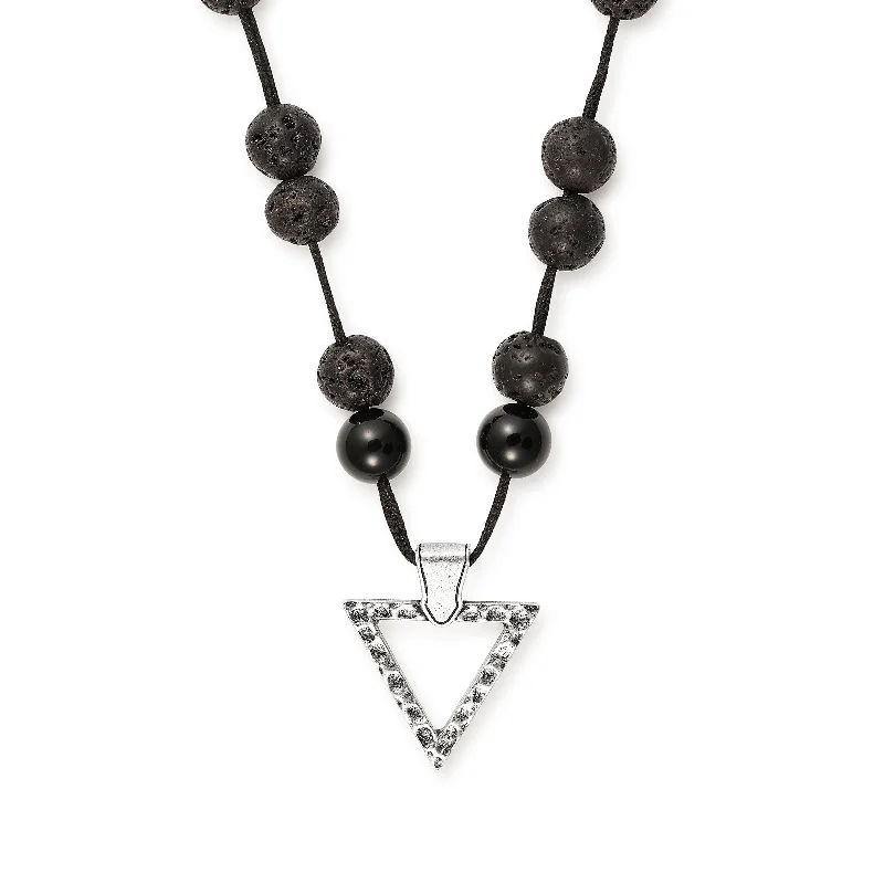 Women’s diamond solitaire necklaces-Beaded Triangle Necklace