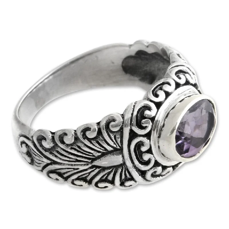 Women’s stackable rings-Handmade Sterling Silver 'Sumatra Splendor' Amethyst Ring (Indonesia)