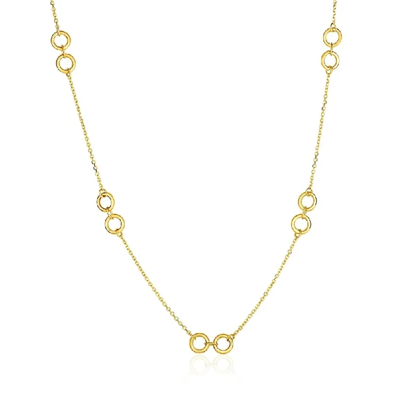 Women’s skull rings-14k Yellow Gold Double Ring and Cable Chain Necklace