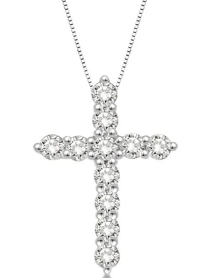 Women’s luxury necklaces-Round Diamond Cross Pendant