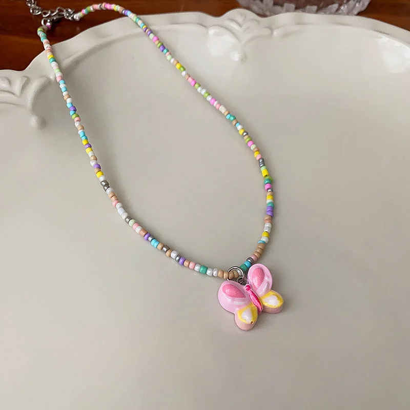 42# Necklace-Pink-Butterfly