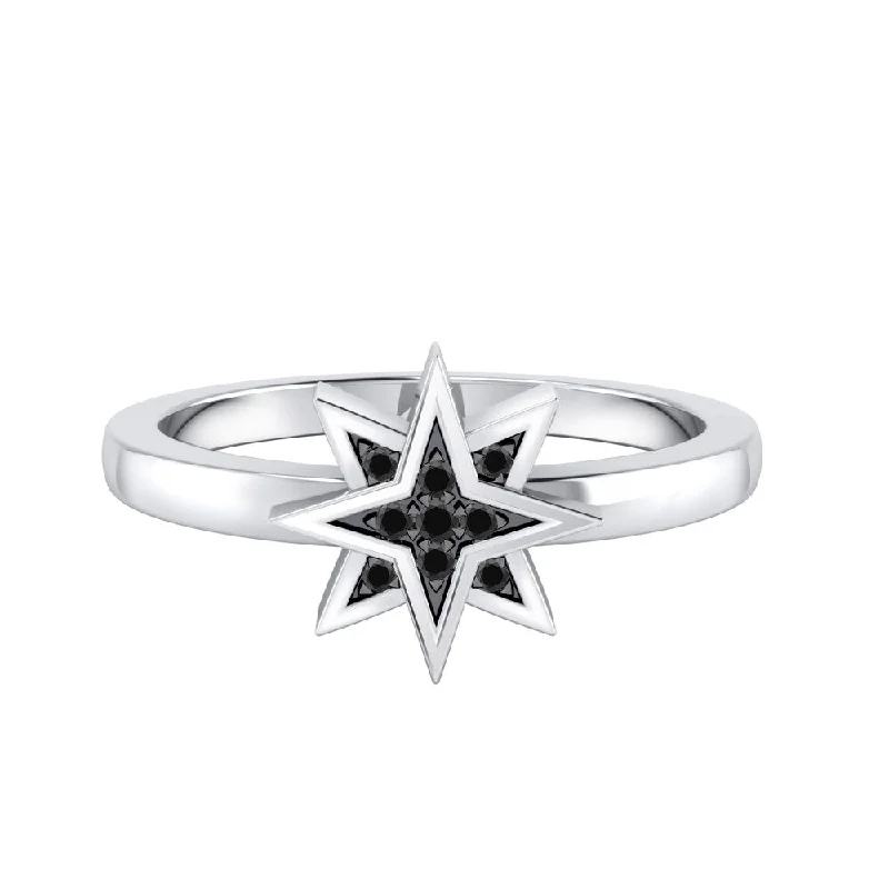 Women’s nature-inspired rings-Auriya 0.03ctw Cosmic Micro-pave Accent Black Diamond Star Ring 14K Gold