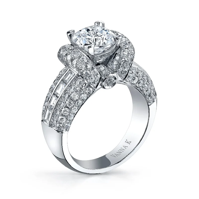 Women’s antique engagement rings-18K White Gold Diamond Engagement Ring