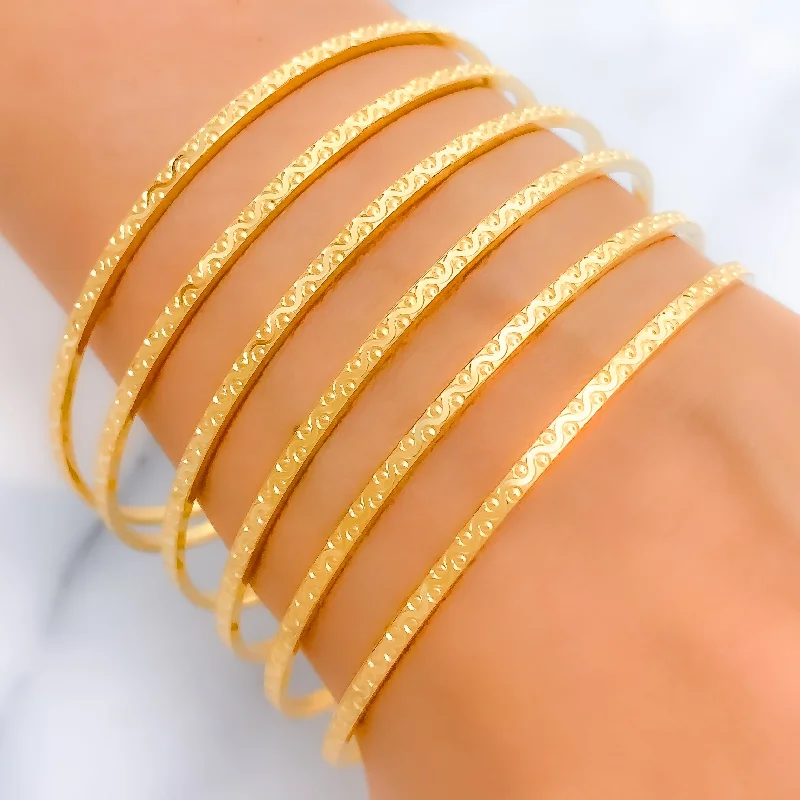 Women’s luxury bangles-Custom-Fancy Wave 22k Gold Bangles Set - payment 1