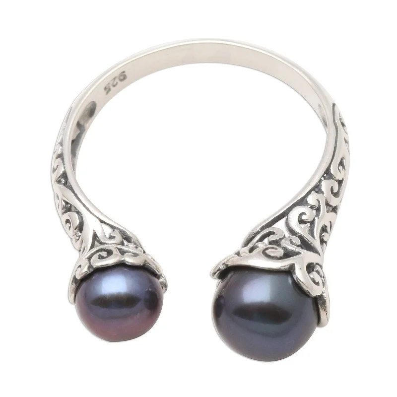 Women’s moonstone rings-NOVICA Peacock Seeking You, Cultured pearl wrap ring