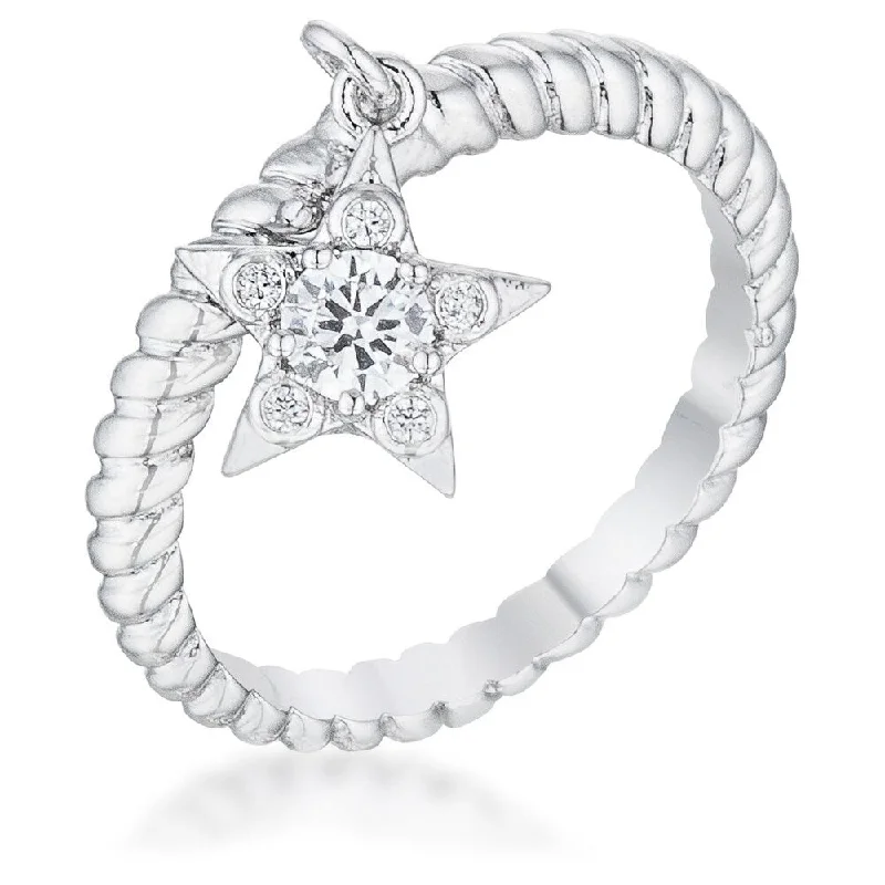 Women’s infinity diamond rings-Cubic Zirconia Star Charm Fashion Ring