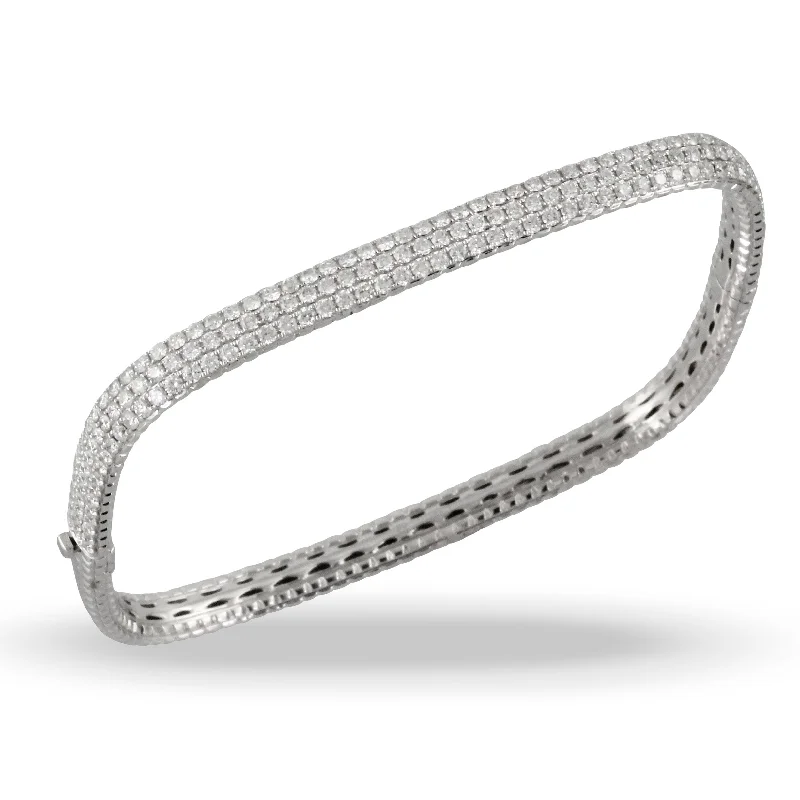 Women’s gold bangles-Doves Diamond Fashion Collection 18K White Gold Diamond Bangle