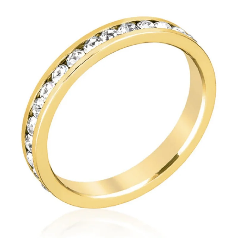 Women’s wedding rings-Stylish Stackables Clear Crystal Gold Ring