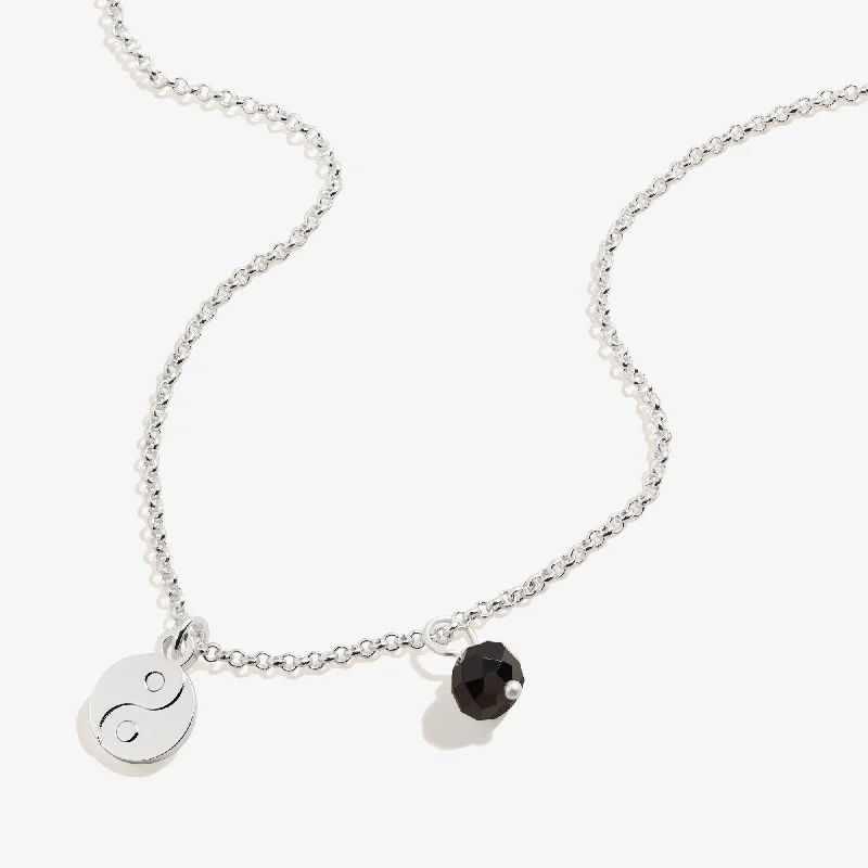 Women’s gemstone choker necklaces-Yin Yang Duo Charm Necklace, Adjustable