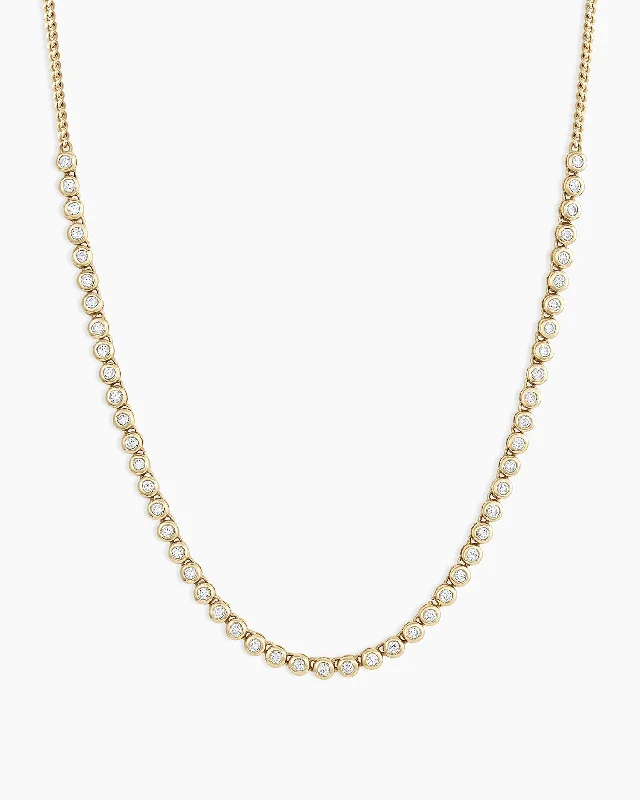 Women’s silver necklaces-Classic Diamond Row Necklace