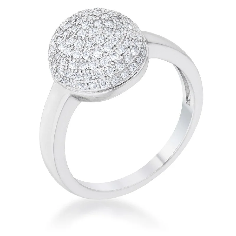 Women’s silver rings-Brie 0.6ct CZ Rhodium Contemporary Sphere Ring