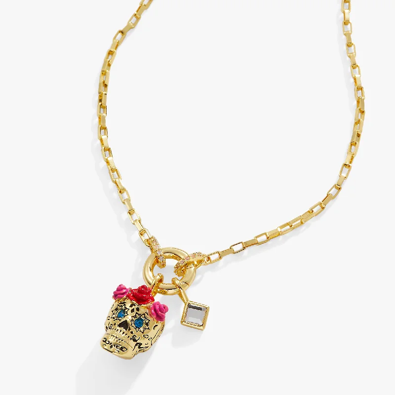 Women’s pendant necklaces-Calavera Sugar Skull Necklace