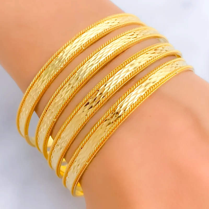 Women’s bangles set-Faceted Eternal Radiant 21k Gold Bangles