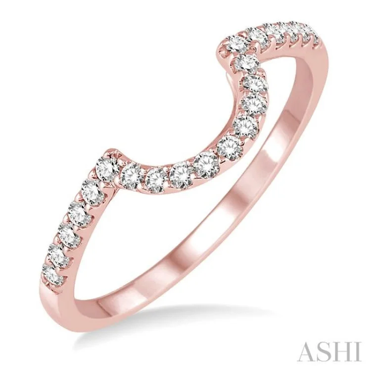 Women’s minimalist engagement rings-1/4 Ctw Round Cut Diamond Wedding Band in 14K Rose Gold