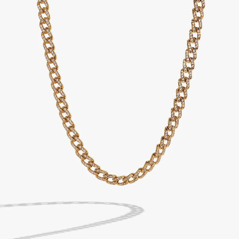 Women’s charm pendant necklaces-Crystal Pave Curb Chain Necklace