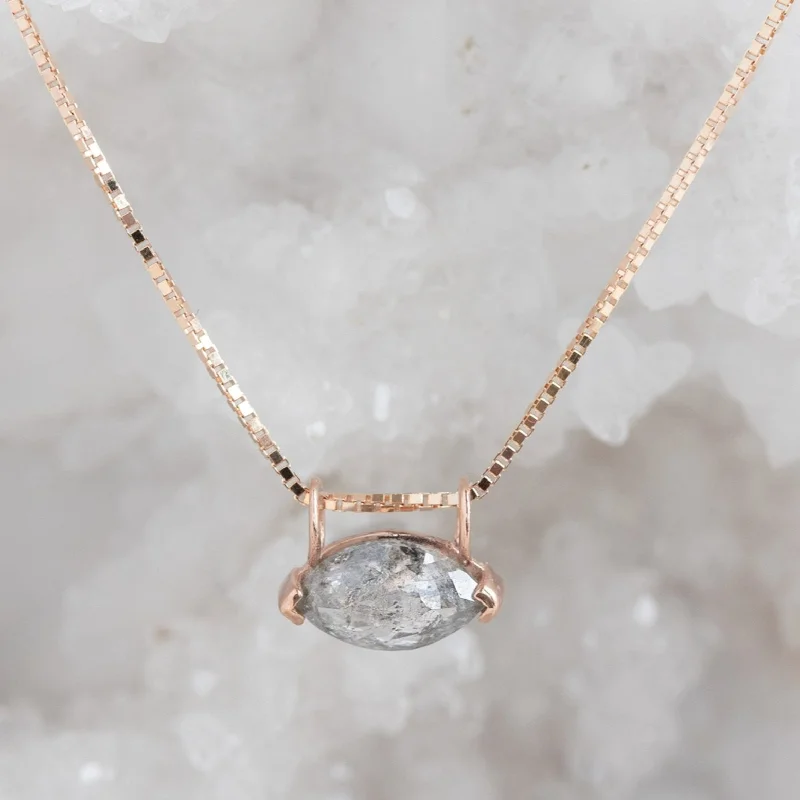 Women’s delicate diamond necklaces-The Salt and Pepper Diamond Eye Necklace | 14K Rose Gold