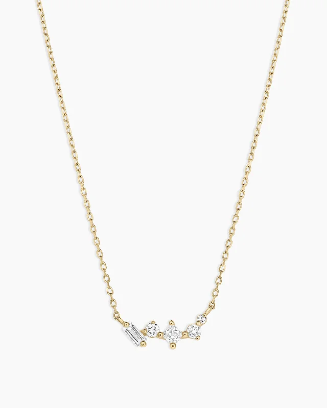 Women’s pearl necklaces-Diamond and White Sapphire Amara Cluster Necklace