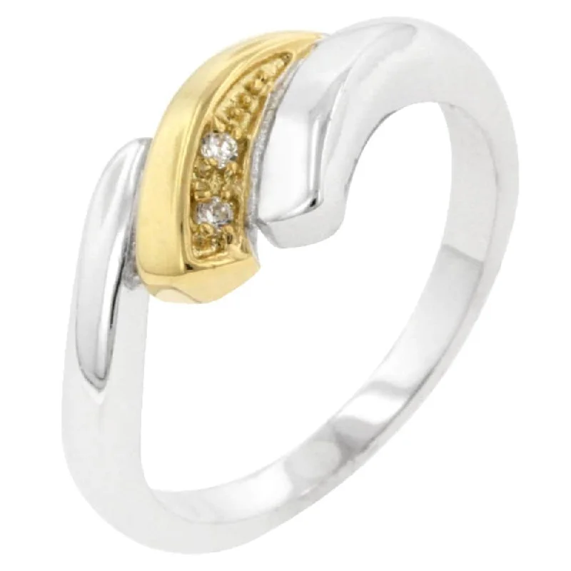 Women’s feather rings-Cubic Zirconia Two-Tone Swirl Ring For Anniversary