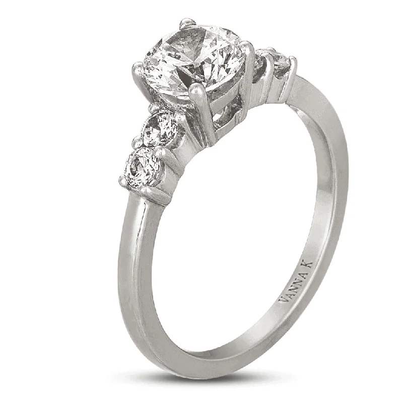 Women’s contemporary engagement rings-18K White Gold Diamond Engagement Ring