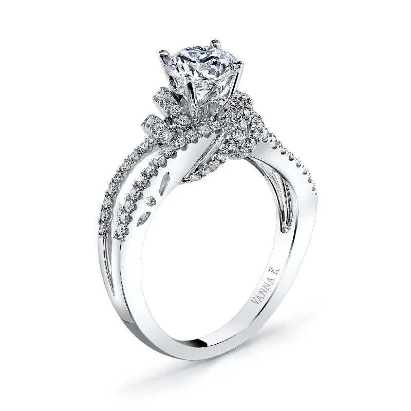 Women’s personalized diamond engagement rings-18K White Gold Diamond Engagement Ring