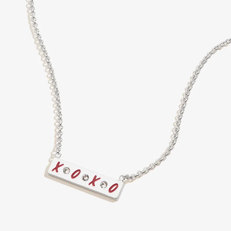 Women’s sterling silver necklaces-Gossip Girl XOXO Bar Charm Necklace