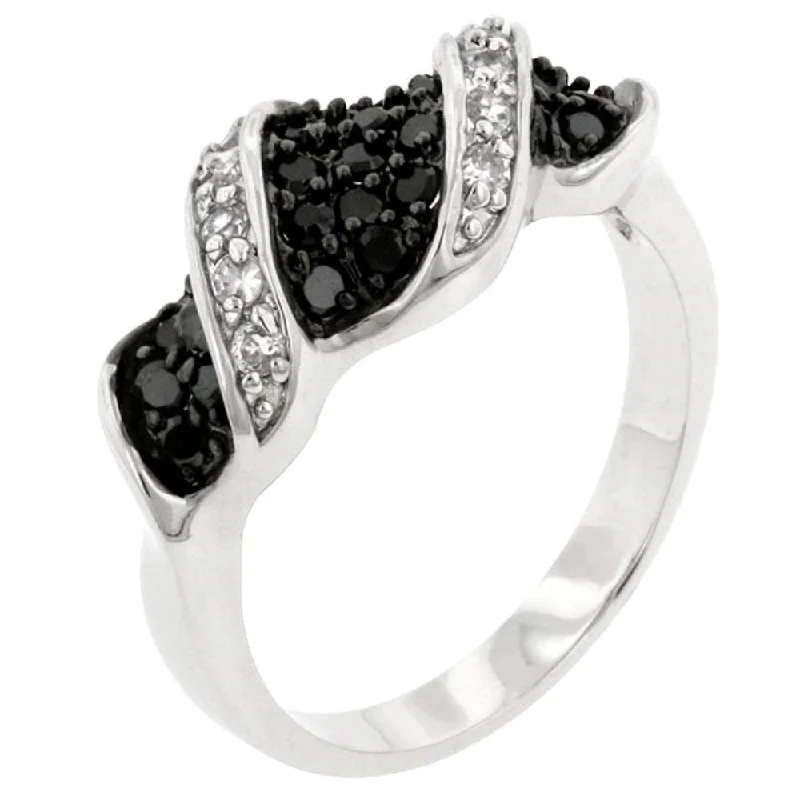 Women’s heart-shaped diamond rings-Cubic Zirconia Swirl Ring With Silver-Tone Plated For Women