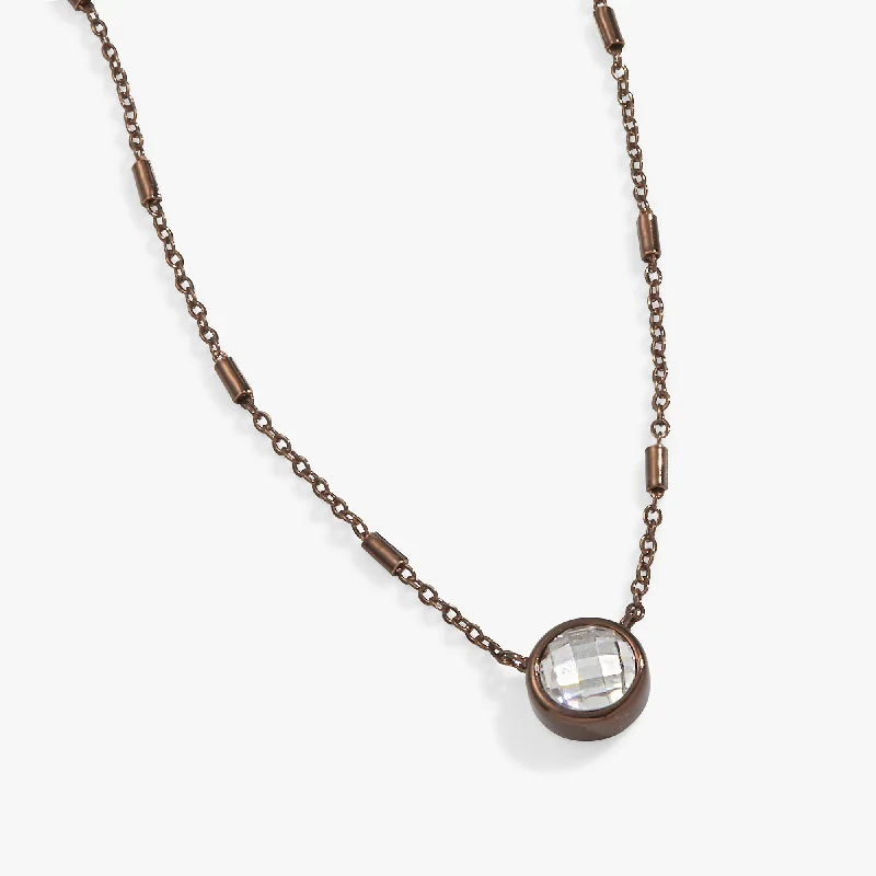 Women’s crystal necklaces-Crystal Bezel Adjustable Chain Necklace