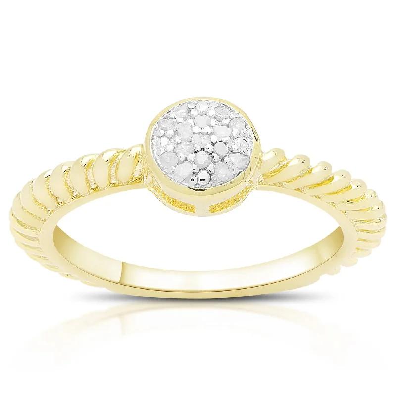 Women’s cluster rings-Finesque Gold Over Sterling Silver 1/10ct TDW Diamond Circle Ring