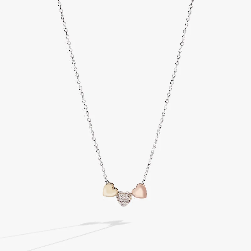 Women’s pearl drop necklaces-Crystal Heart Slider Necklace