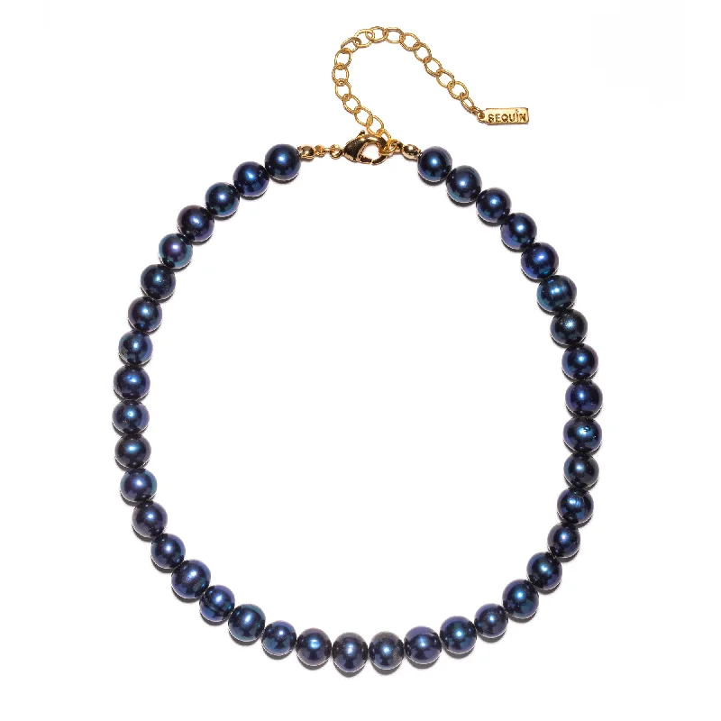 Women’s twisted gold necklaces-Isla Blue Pearl Necklace