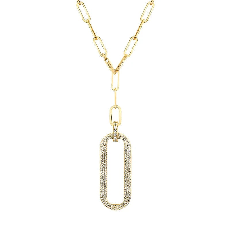 Women’s minimalist necklaces-0.64ctw Diamond Pavé Longline Link Medallion Lariat