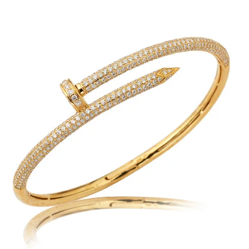 Women’s floral bracelets-14KY 3.25CTW DIAMOND DESIGNER NAIL BANGLE