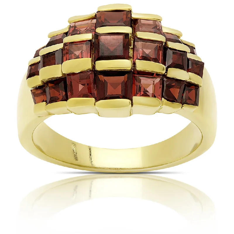 Women’s luxury diamond rings-Dolce Giavonna Gold Over Sterling Silver Garnet Ring