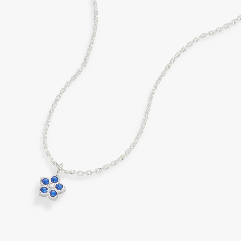 Women’s silver chain necklaces-Crystal Forget-Me-Not Flower Necklace, Adjustable