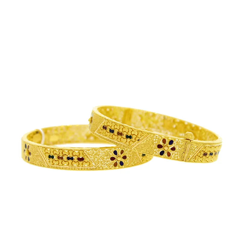 Women’s bangles-Gold Bangles with Meena Accents