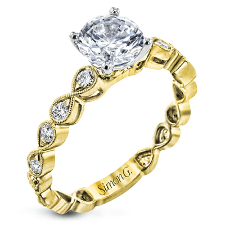 Women’s square diamond engagement rings-This wedding set features a white gold vintage inspired engagement ring in the center with a yellow gold granulated ring guard that provides a unique look.