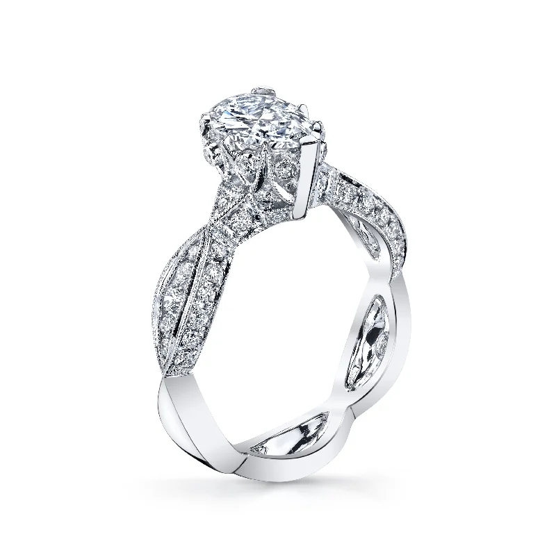 Women’s unique engagement rings-18K White Gold Diamond Engagement Ring