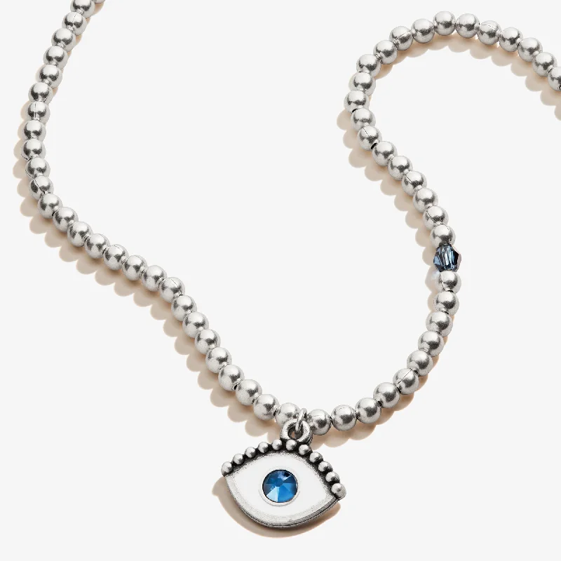 Women’s gold necklaces-Evil Eye Crystal Charm Beaded Necklace