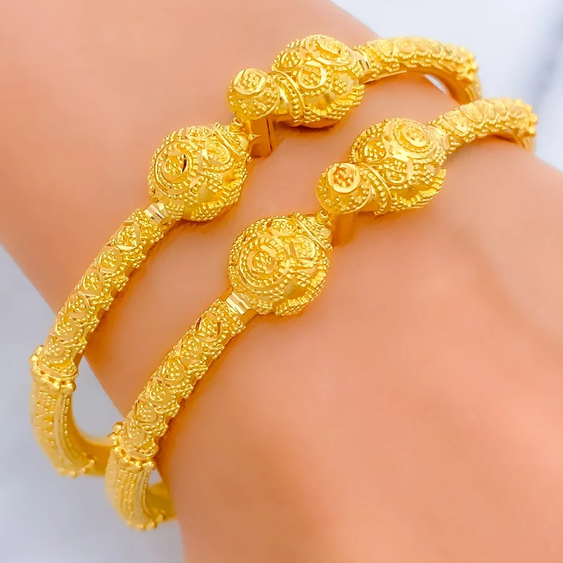 Women’s delicate bracelets-Palatial Draped 22k Gold Pipe Bangles