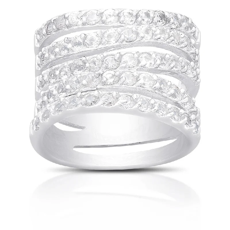 Women’s silver fashion rings-Dolce Giavonna Sterling Silver Cubic Zirconia Multi Band Ring