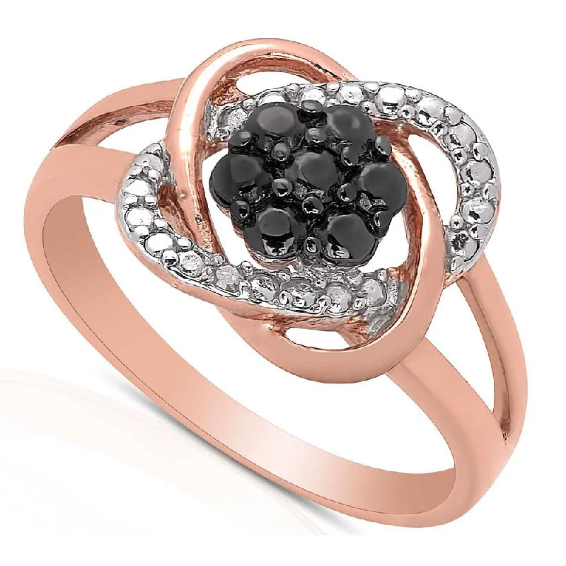 Women’s stackable rings-Finesque Rose Gold Over Sterling Silver Diamond Accent Love Knot Design Ring