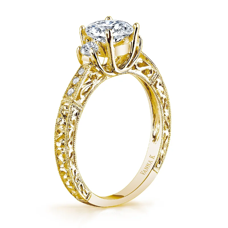 Women’s custom-designed engagement rings-18K YELLOW GOLD DIAMOND ENGAGEMENT RING